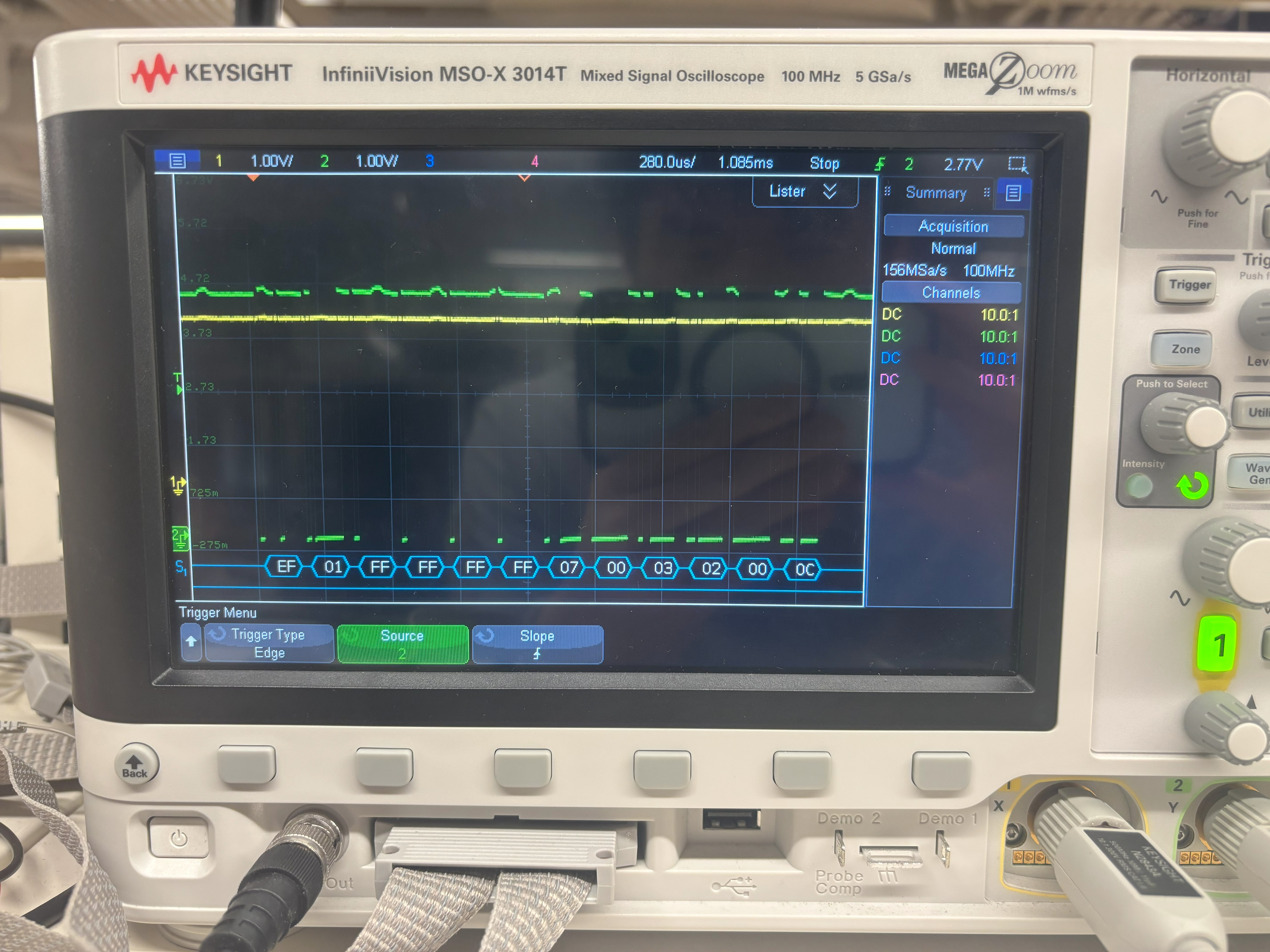 oscilloscope GetImg RX no finger